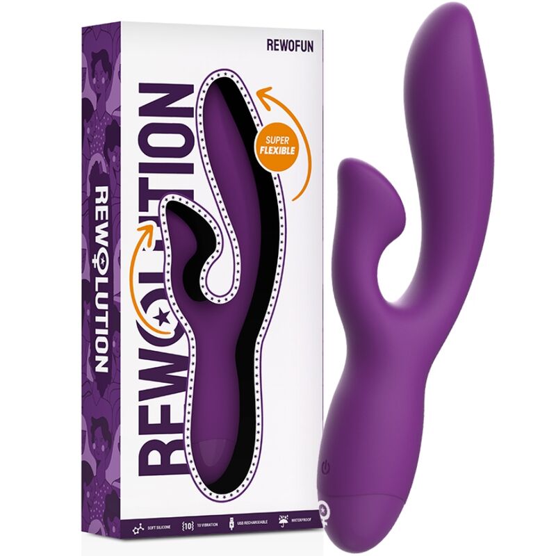 Vibromasseur flexible avec stimulateur clitoridien Rewofun - Rewolution - REWOLUTION