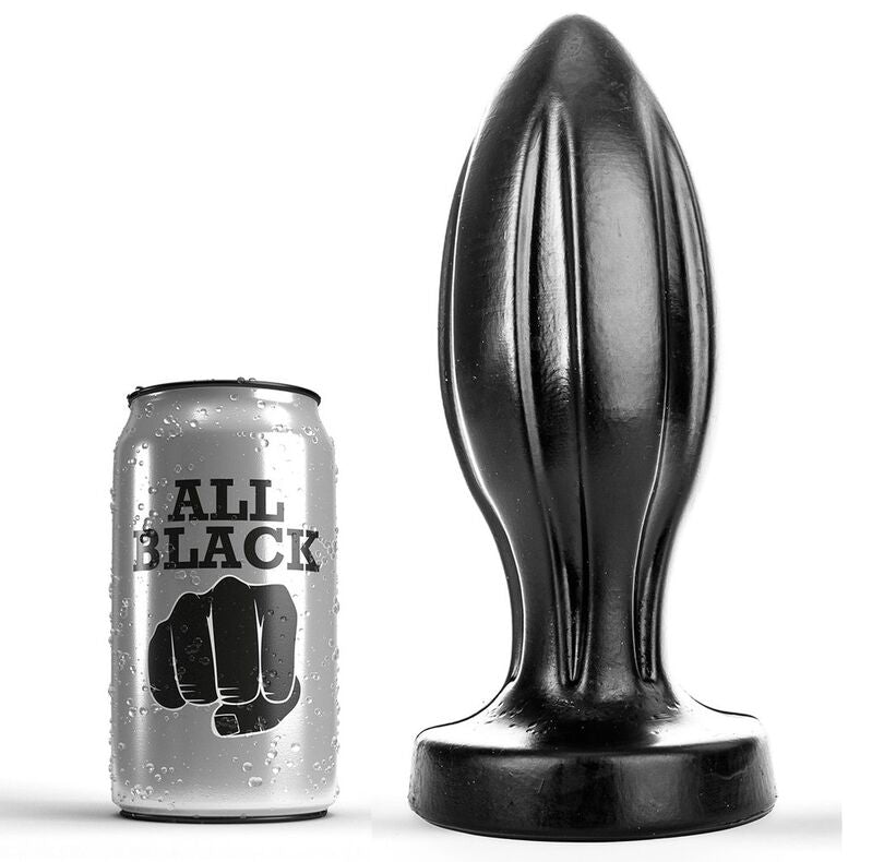 All Black - Plug Anal fisting en forme lisse avec rainures - 21 cm