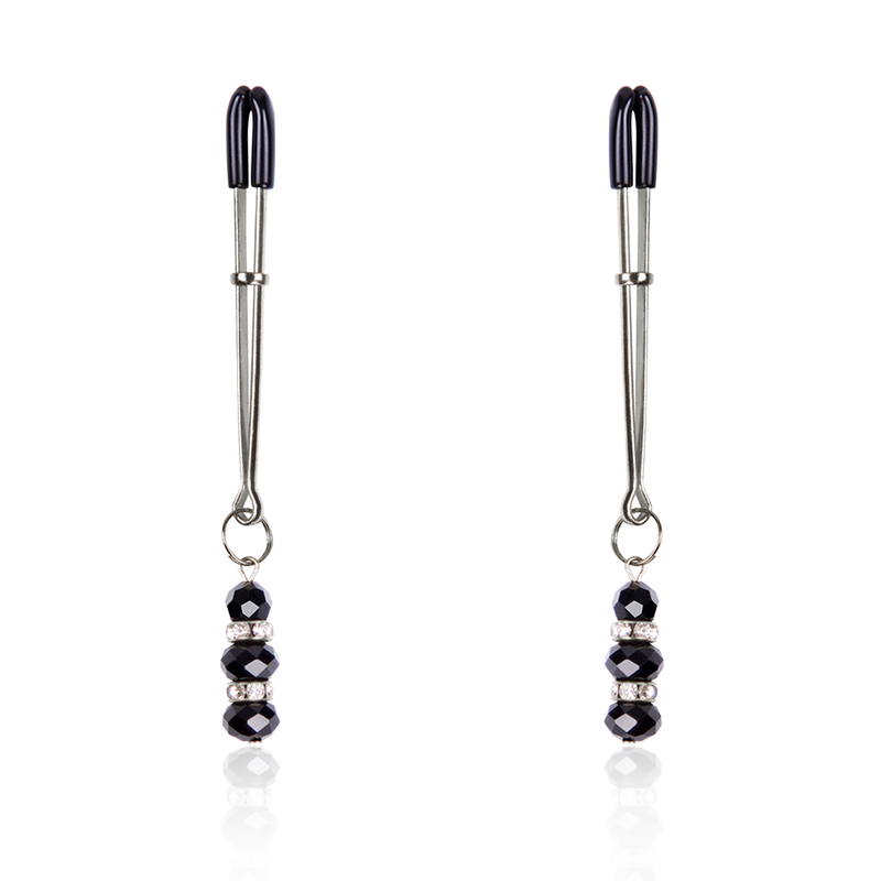 Ohmama Fetish – Pincettes à tétons avec pierre de cristal noir