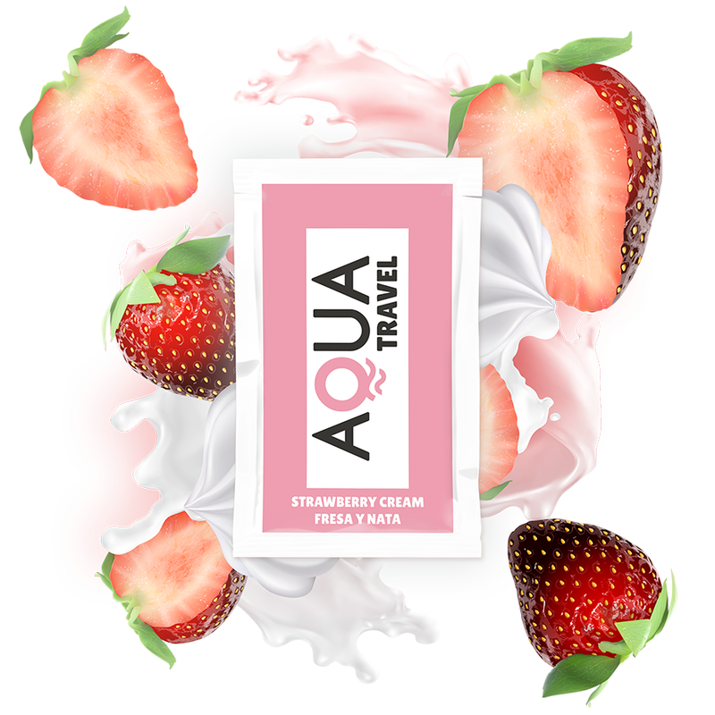 Aqua Travel - Lubrifiant Saveur Fraise à la Crème Format Voyage - 6 ml