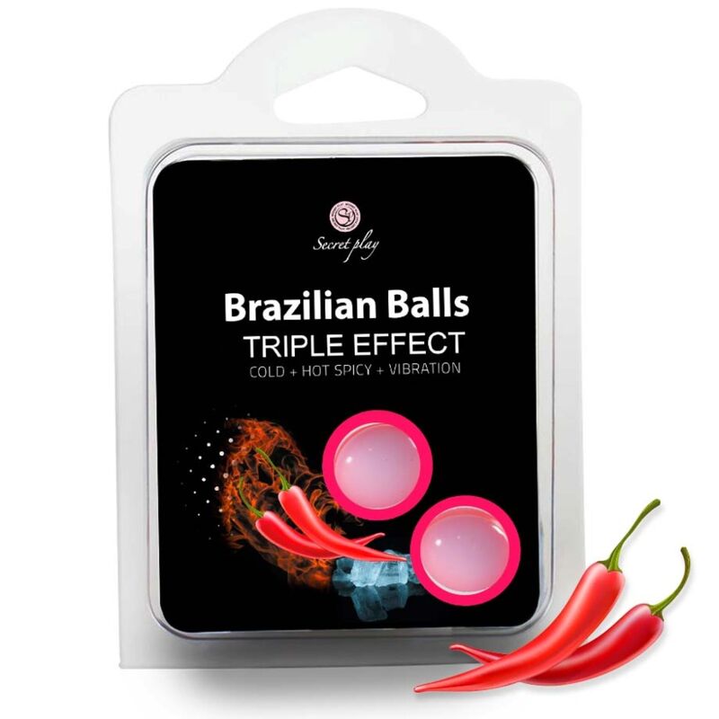 Secret Play – 2 Boules de Massage Effets Froid, Épice et Vibration