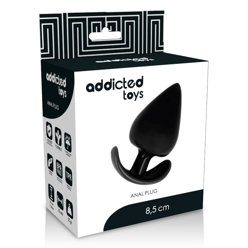 Plug Anal Ergonomique Noir 8,5 cm - Addicted Toys