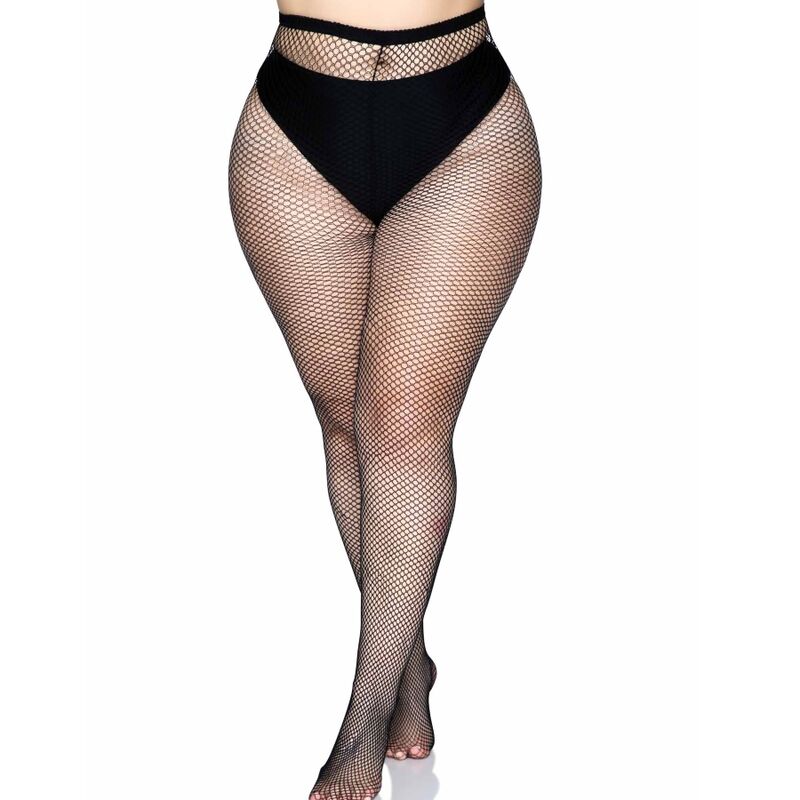 Collants Résille Couture Arrière Noir Grande Taille - Leg Avenue