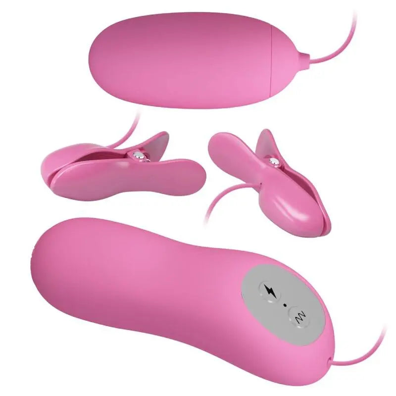 Pinces Tétons Vibrantes Électrostimulantes Rose - Pretty Love