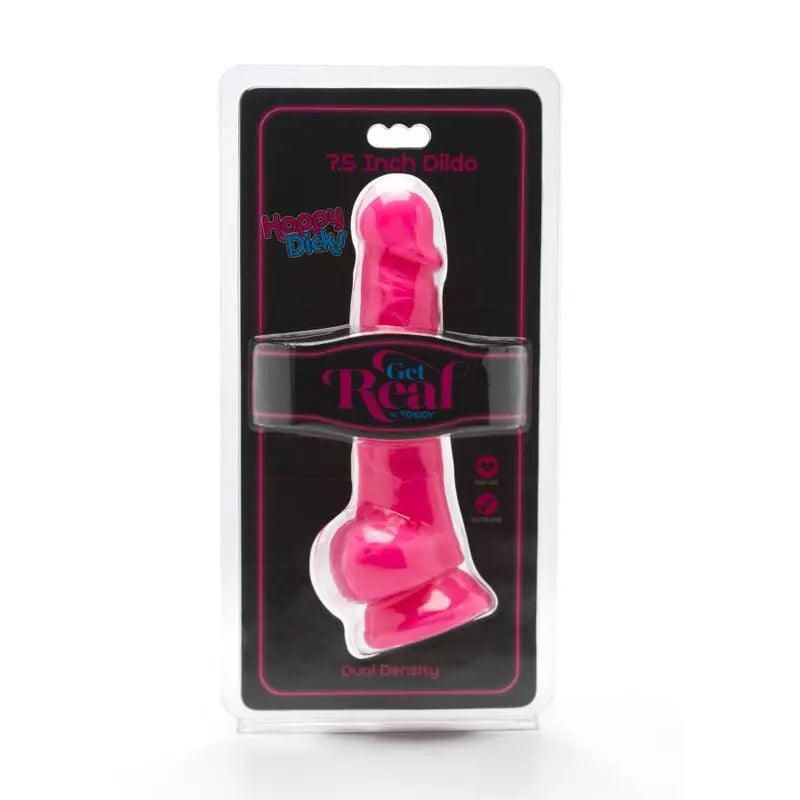 Gode Réaliste Happy Dicks 19cm avec Testicules Rose - Get Real