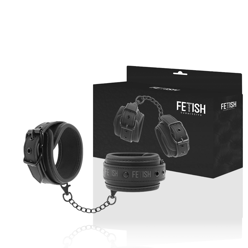 Fetish Submissive – Menottes en Cuir Synthétique Noir BDSM