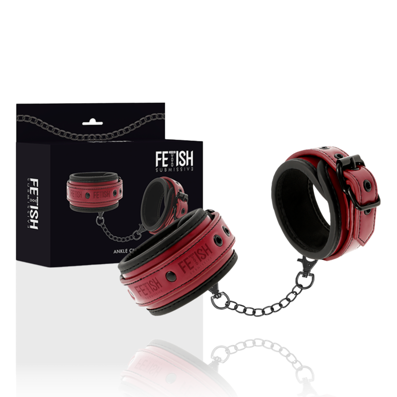 Fetish Submissive – Menottes de cheville BDSM en Cuir Rouge