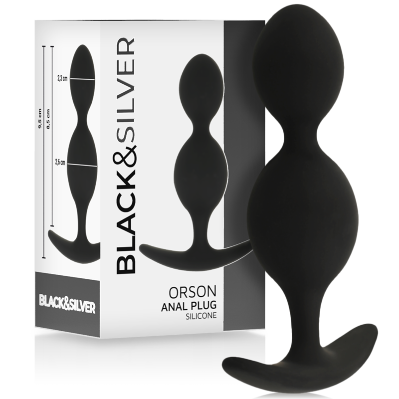 Plug Anal Silicone Orson 2 Ondulations 9cm - Black&Silver