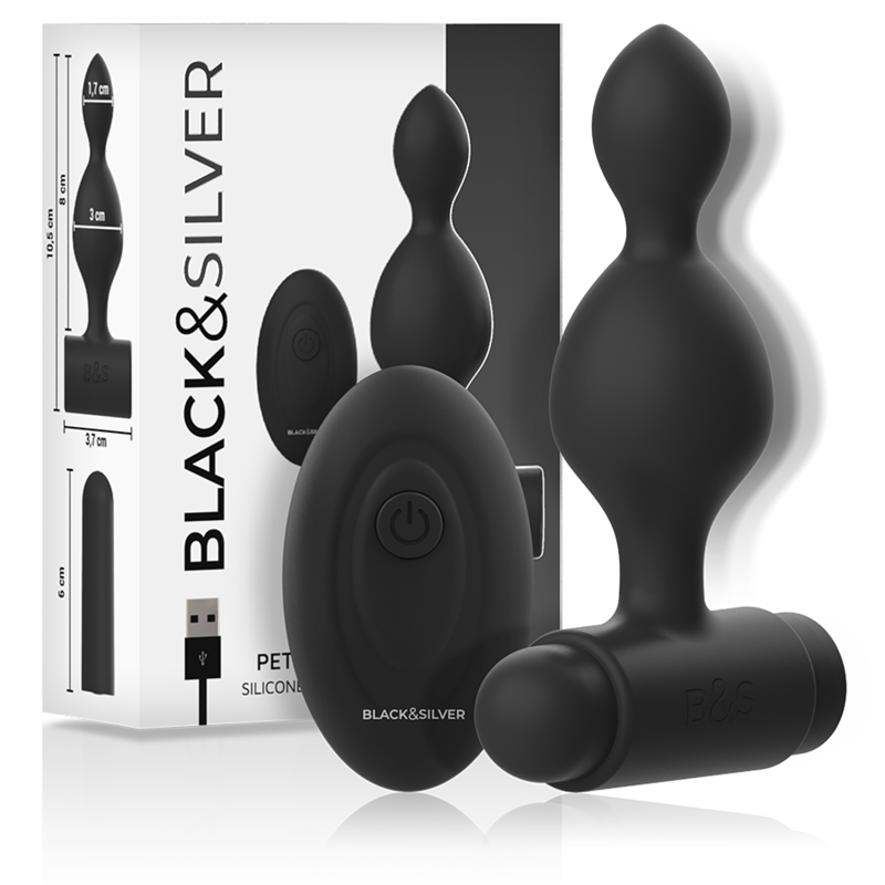 BLACK&SILVER - Plug Anal Vibrant avec télécommande Tucker - Noir