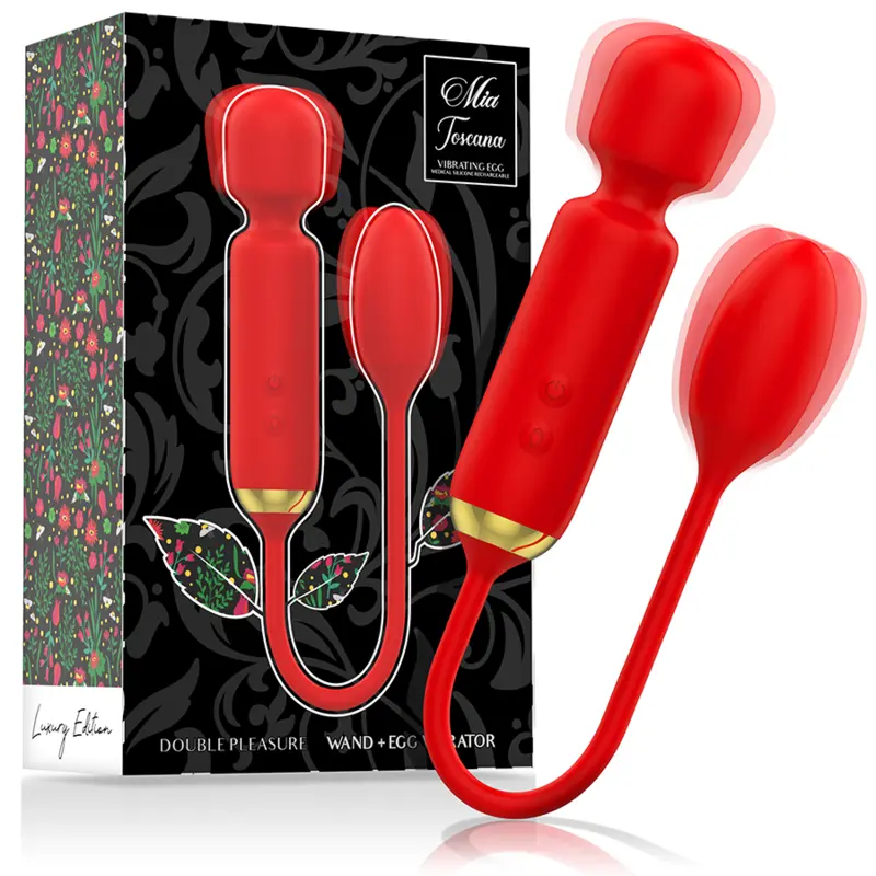 MIA - Masseur Wand avec oeuf vibrant pour double plaisir - Rouge