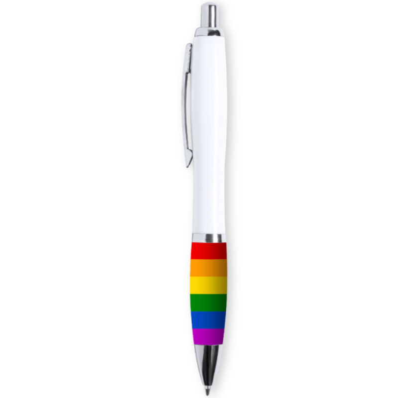 Stylo bille Pride drapeau LGBT blanc - Collection Fierté - PRIDE
