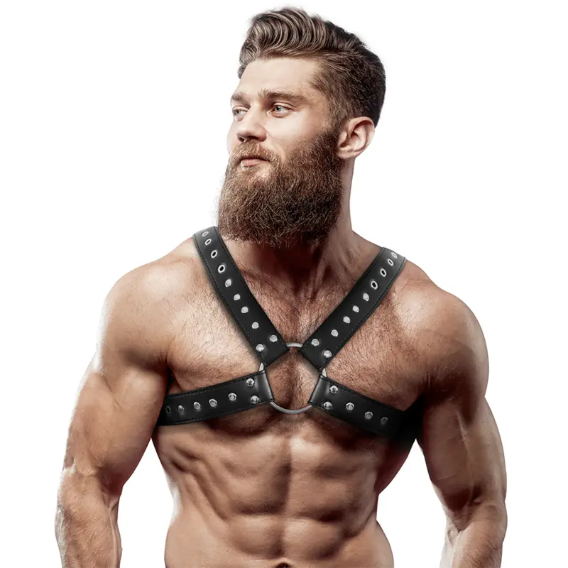 Harnais Poitrine Croisé Éco-Cuir Clous - Fetish Submissive