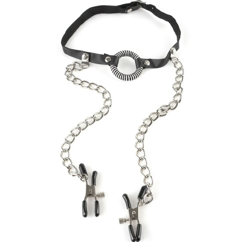 Baillon Ring Gag avec Pinces à Tétons - Fetish Fantasy