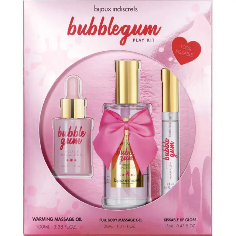 Bijoux Indiscrets - Kit de Jeu Bubblegum avec Huile Gel et Gloss à Lèvres