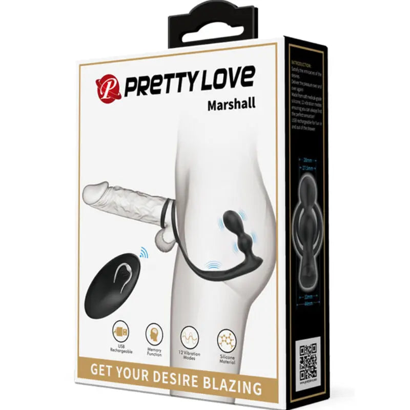 Set Anneau Pénien et Plug Anal Vibrant Marshall - Pretty Love - PRETTY LOVE MALE