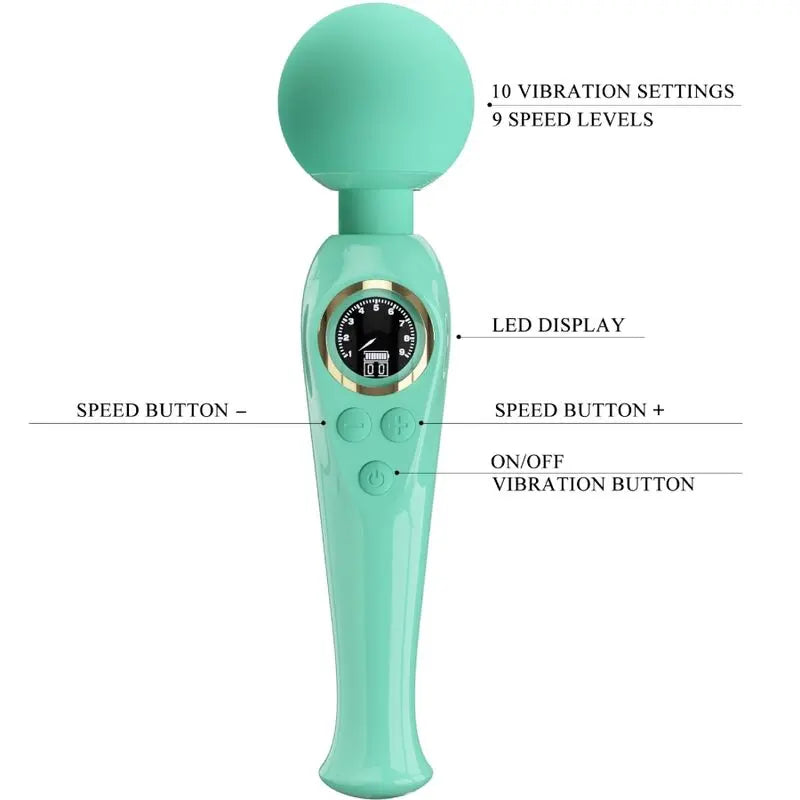 Stimulateur Wand Skyler 10 Modes Vert - Pretty Love - PRETTY LOVE LED
