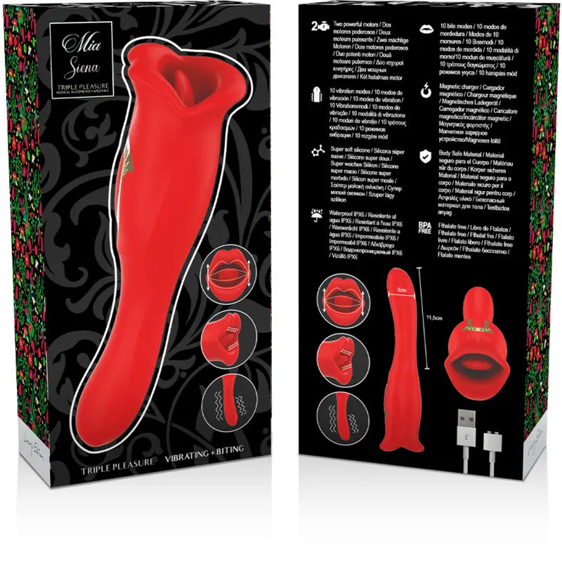 Stimulateur Clitoridien Siena Triple Plaisir Rouge - MIA - MIA