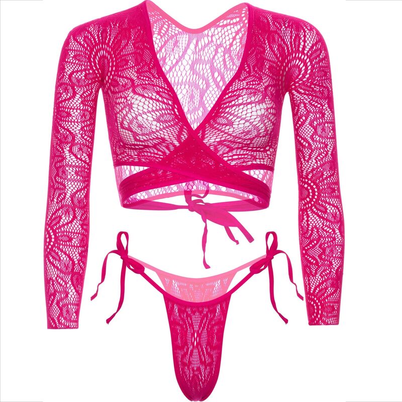 Ensemble Lingerie Top Court Dentelle Rose - Leg Avenue
