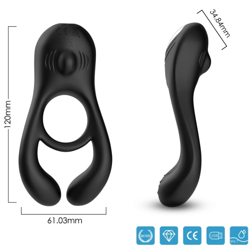 Anneau Vibrant Couples Veyron Double Noir - Armony