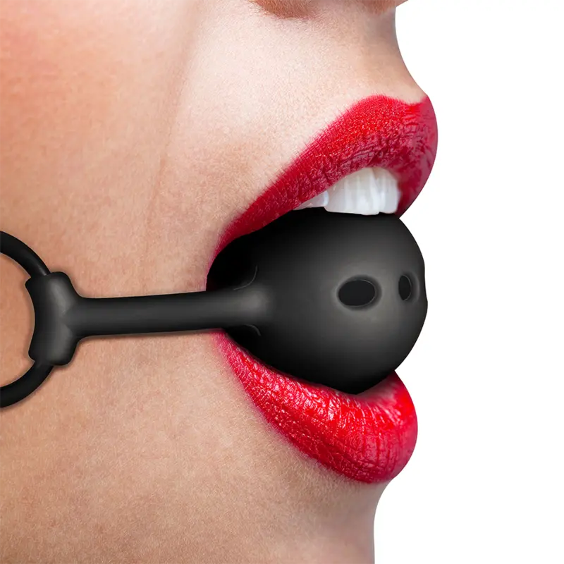 Bâillon Boule Silicone Respirant Noir - Fetish Submissive - FETISH SUBMISSIVE BONDAGE