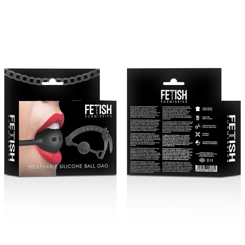 Bâillon Boule Silicone Respirant Noir - Fetish Submissive - FETISH SUBMISSIVE BONDAGE