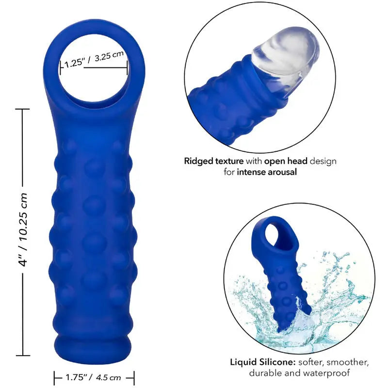 Manchon Admiral Nervuré Silicone Bleu - CalExotics