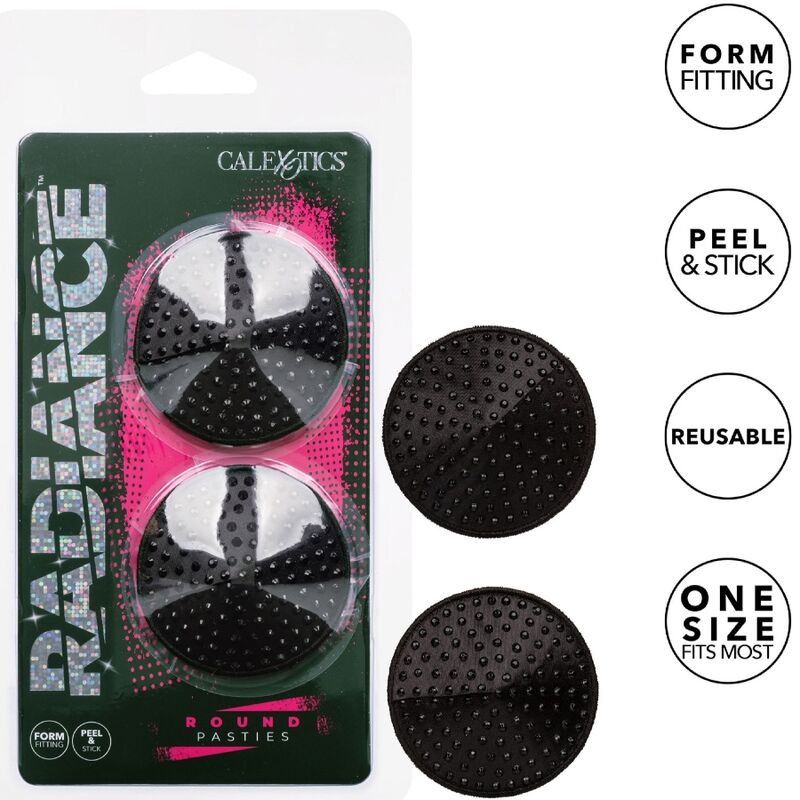 Cache-Tétons Radiance Heart Pierres Scintillantes Noir - CalExotics