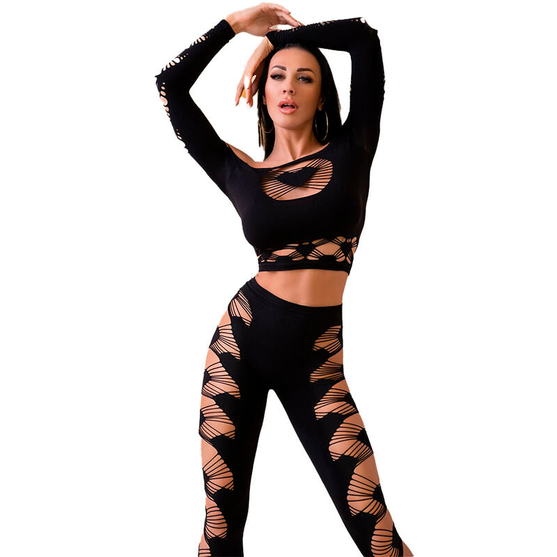 Chilirose - Ensemble Top + Legging Noir CR 4436 - Taille S/L