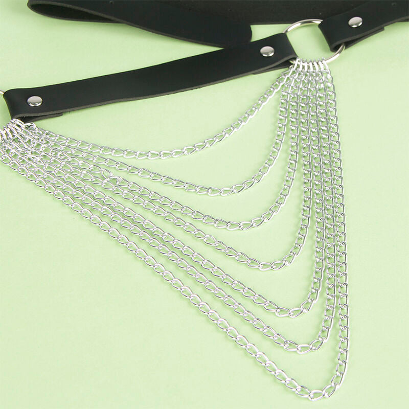 Ceinture Chaîne Cuir Noire Taille Unique - Subblime - SUBBLIME FETISH