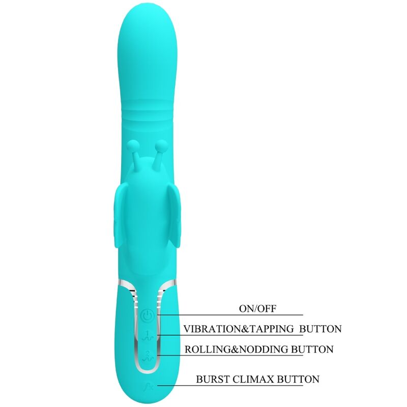 Stimulateur Rabbit Papillon Multifonction 4 en 1 Vert - Pretty Love