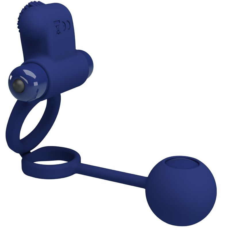 Anneau Pénien Vibrant Remington Double Stimulation Bleu - Pretty Love