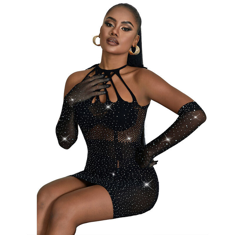 Robe réseille avec strass noir taille unique - Subblime - SUBBLIME DRESSES