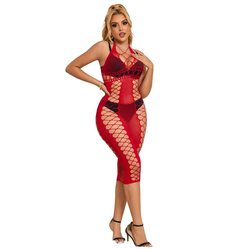 Nuisette Longue Résille Rouge Taille Unique - Subblime - SUBBLIME DRESSES