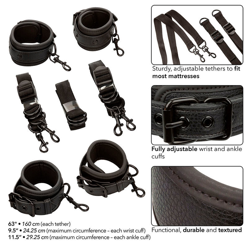 Kit Bondage Lit Nocturnal Ceinture Réglable Noir - Calexotics