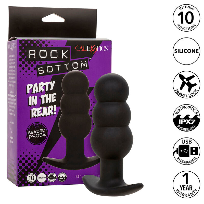 Plug Anal Vibrant Rock Bottom Perlé Noir - CalExotics