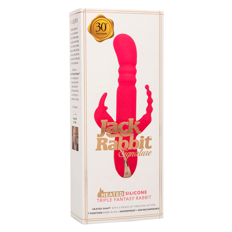Vibromasseur Rabbit Jack Fantasy Triple Chauffant Rose - Calexotics