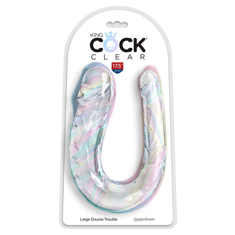 Double Gode King Cock Clear Double Trouble 44cm - King Cock