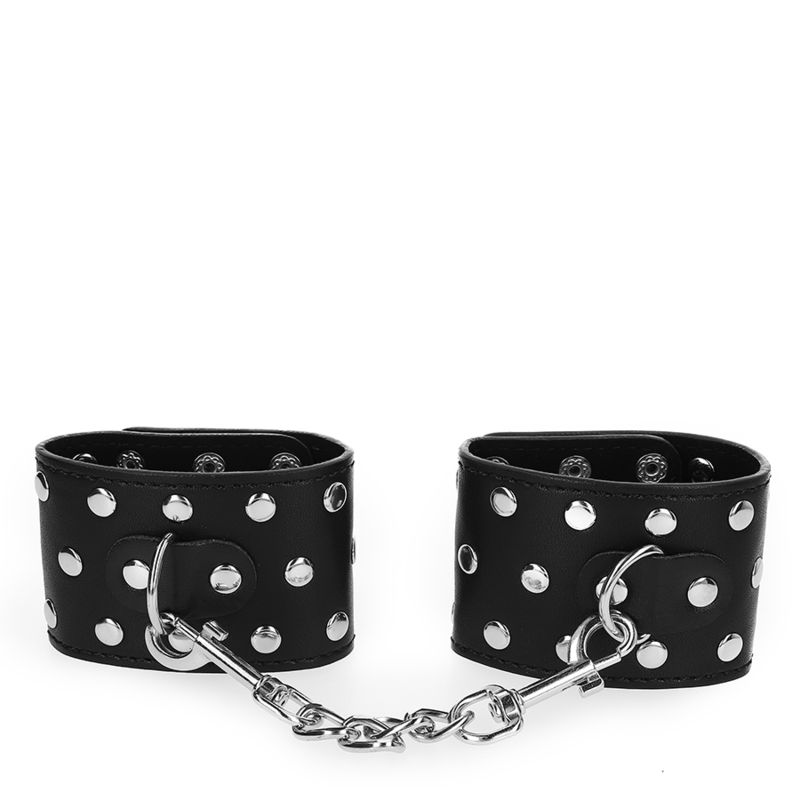 Menottes Cuir KINK Rivets Noires Ajustables 19-24cm - KINK - KINK WRIST RESTRAINT