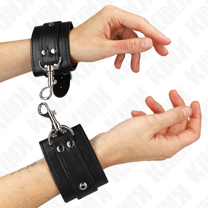 Menottes Cuir Verrouillables Dungeon Noir Ajustables - KINK - KINK WRIST RESTRAINT