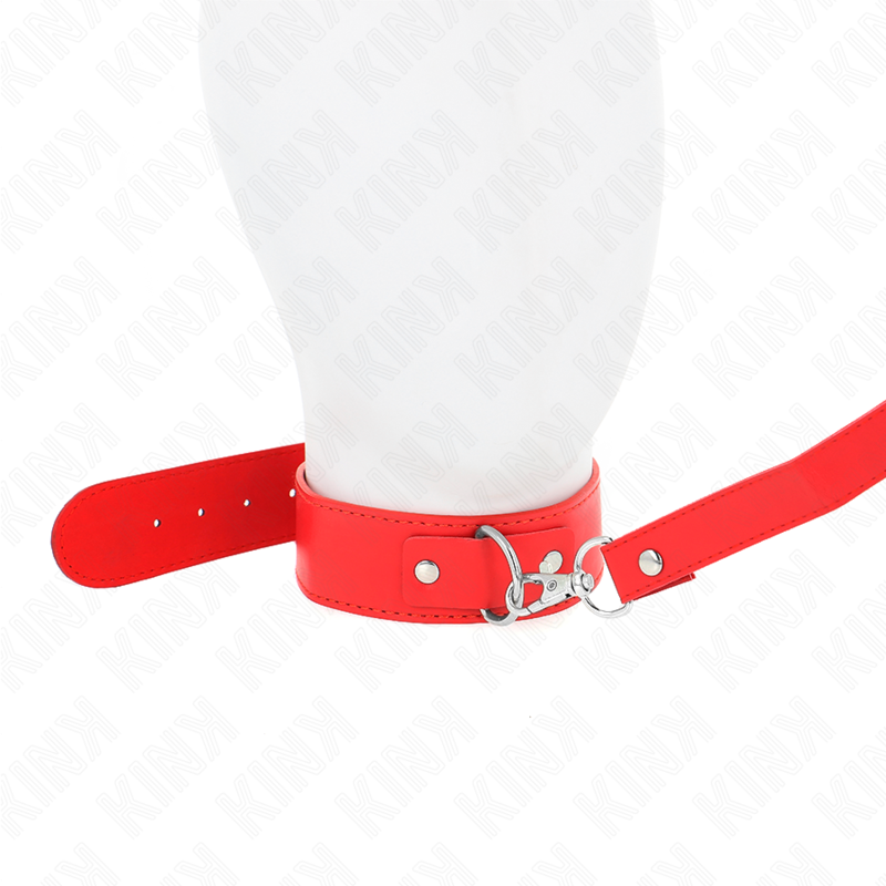 Collier Bondage avec Laisse 116 cm Rouge Ajustable - KINK - KINK COLLAR & GAG