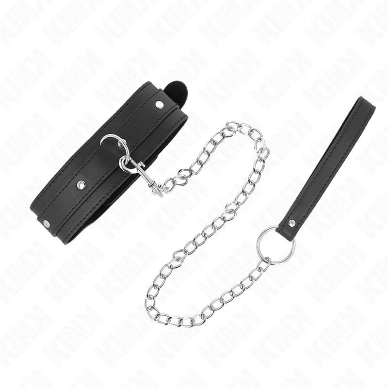 Collier avec Laisse BDSM Réglable 65cm Cuir - Kink - KINK COLLAR & GAG