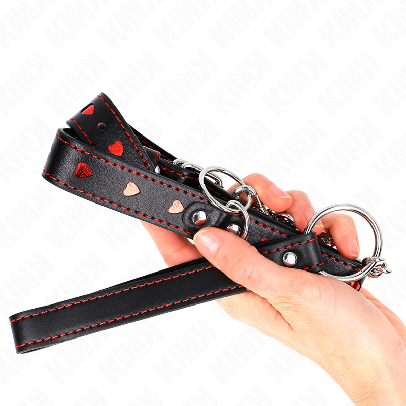 Collier BDSM avec Laisse Détails Coeur 65 cm - KINK - KINK COLLAR & GAG