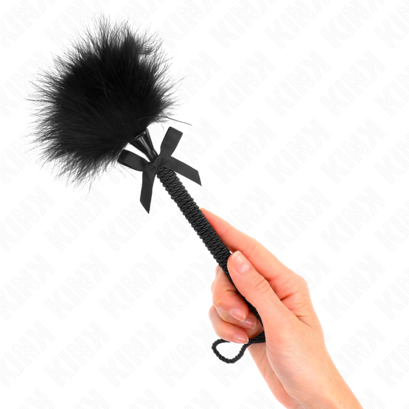 Baguette en corde de nylon avec plumes et nœud noir 25 cm - Kink - KINK IMPACT & TOUCH