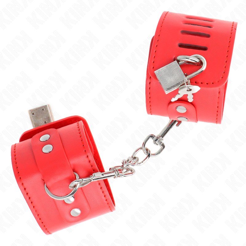 Menottes Cuir KINK Rouge Ajustable 16-23cm - KINK - KINK WRIST RESTRAINT