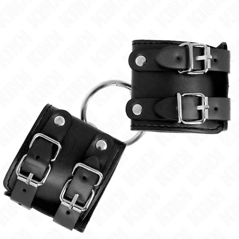 Bracelets BDSM Fixes avec Anneau et Clous Noir - KINK - KINK WRIST RESTRAINT