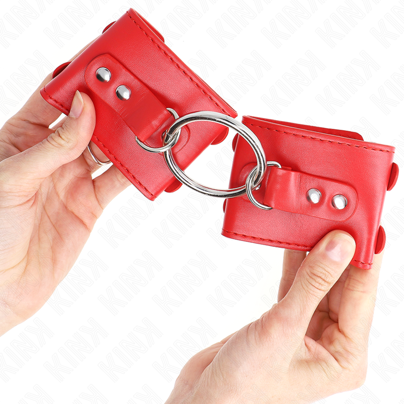 Menottes BDSM Fixes Anneau et Clous Réglables Rouge - Kink - KINK WRIST RESTRAINT
