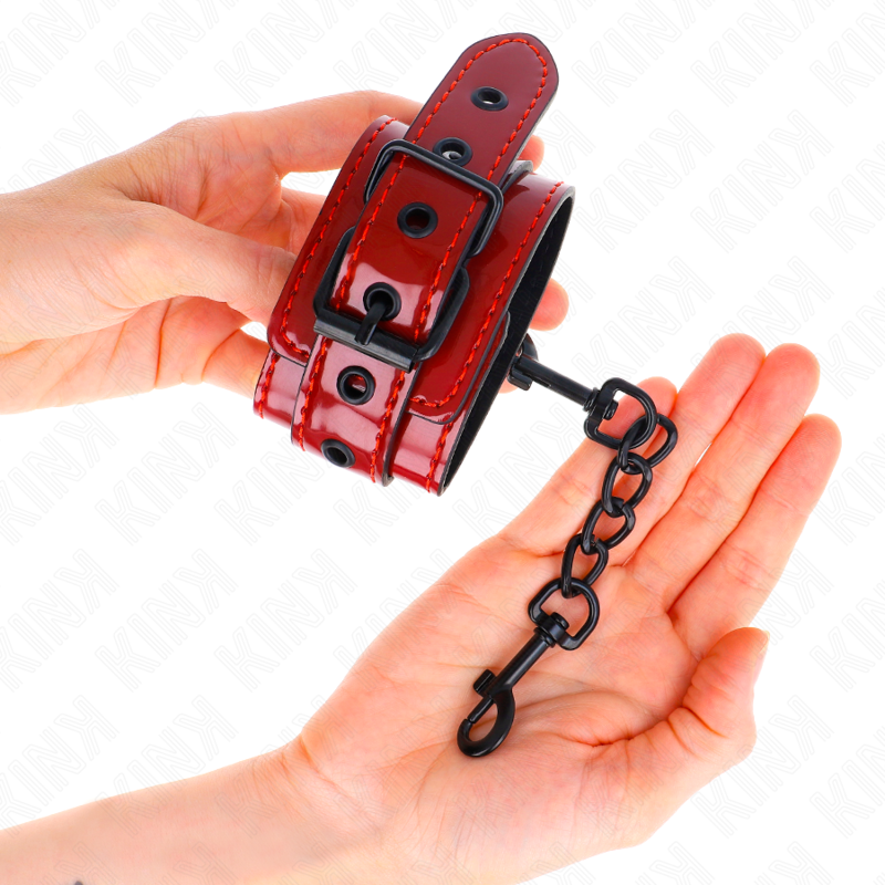 Menottes Cuir KINK Poignets Rouge Foncé 23x5cm - KINK - KINK WRIST RESTRAINT