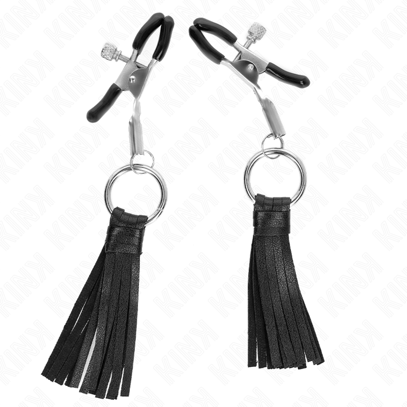 KINK – Pinces à tétons réglables avec franges en cuir
