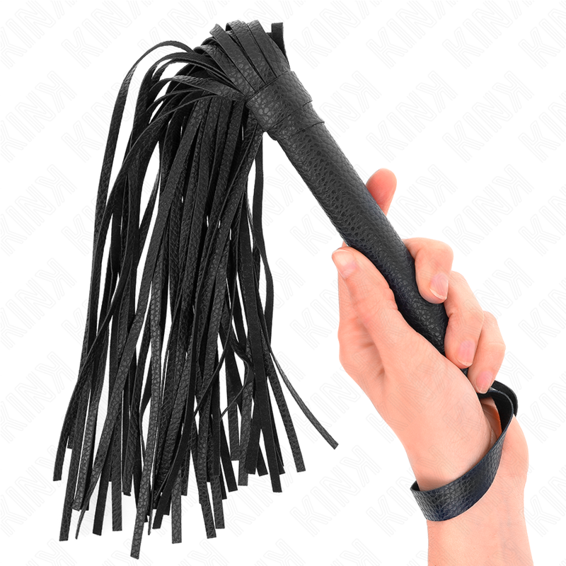 KINK - Fouet BDSM en Simili Cuir Noir - 43,5 cm