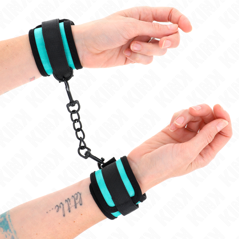 Menottes Nylon Velcro Réglables Noir-Bleu 18-32cm - KINK - KINK WRIST RESTRAINT